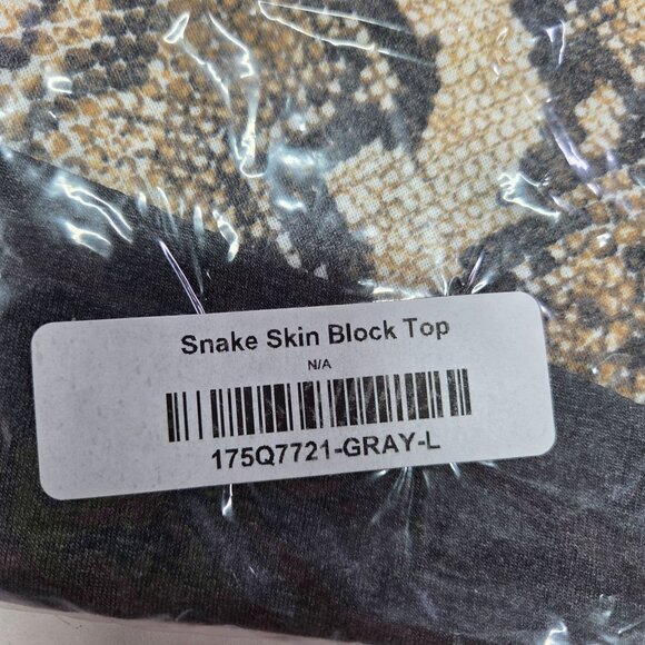 Womens Top Large Snake Skin Block Button Sleeve Detail Side Knot Hem New - Picture 2 of 9